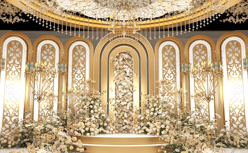 裕民香槟色调婚礼堂效果展示